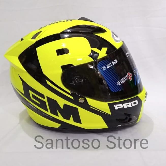 Helm Fullface GM Race Pro ZR Yellow Kuning Single Visor Smoke Original