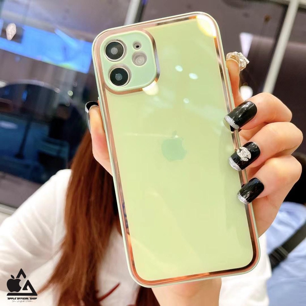 Premium Glass Case iPhone 13 13PRO 13PROMAX 11 12 8 8+ XR X XS MAX 6 6+ 7 7+ APPLE List GOLD CHROME Krom TEMPERED SOFTCASE SILIKON CAND