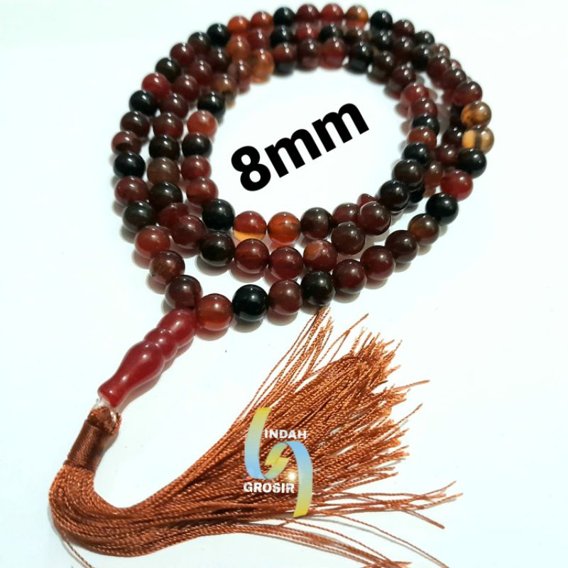 Tasbih Batu Akik Sulaiman Madu 99Butir Garansi Asli Natural