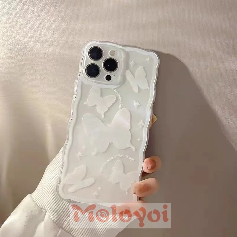 Soft Case Transparan Motif Bunga Kupu-Kupu Untuk iPhone 11 12 13 Pro Max XR 7Plus 8Plus X XS Max 7 8 SE 2020 6 6S Plus Butterfly