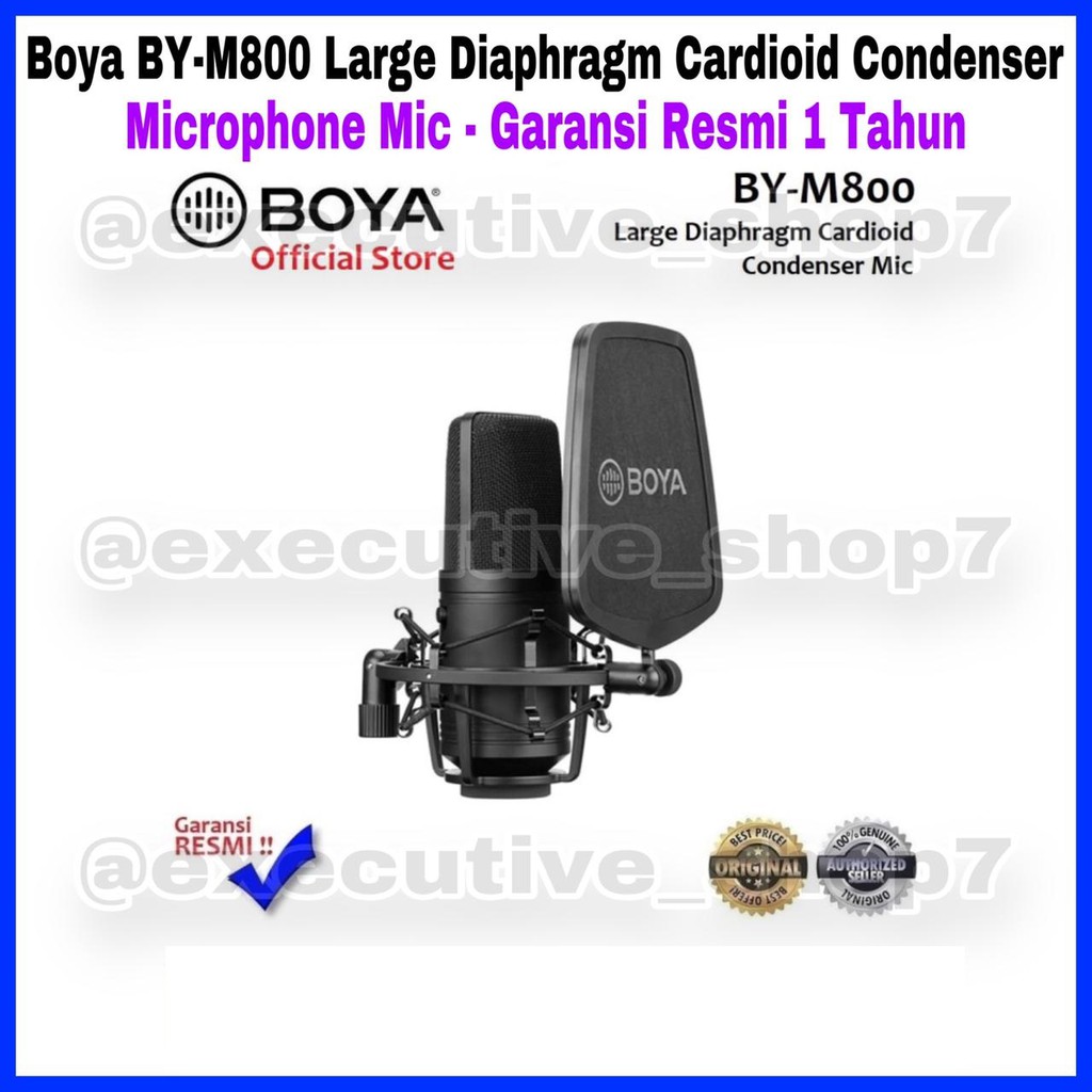 Boya BY-M800 Large Diaphragm Cardioid Condenser - Microphone Mic - Garansi Resmi 1 Tahun