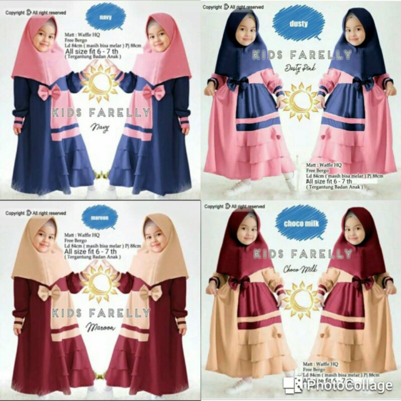 gamis kids uzi olshop/ fashion muslim anak farelly/gamis murah