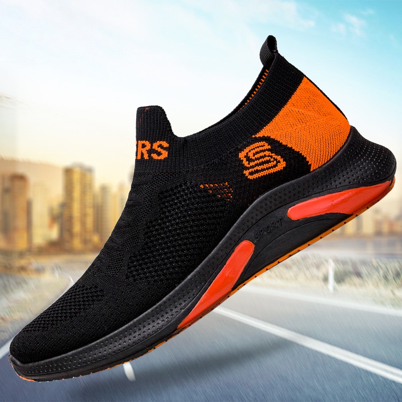 Highland Sepatu Pria Slip On Running Shoes Sepatu Olahraga Lari Ringan Sepatu Pria Casual Santai  MR127