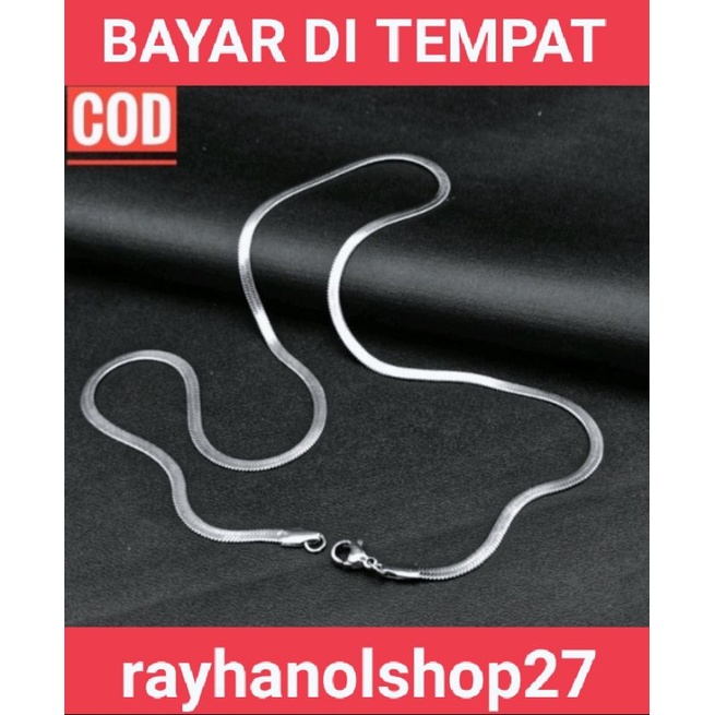 KALUNG MOTIF BELUT GEPENG DAN MILANO KACA KALUNG TITANIUM PRIA/WANITA DEWASA, REMAJA ANTI KARAT LAPIS EMAS 24 K