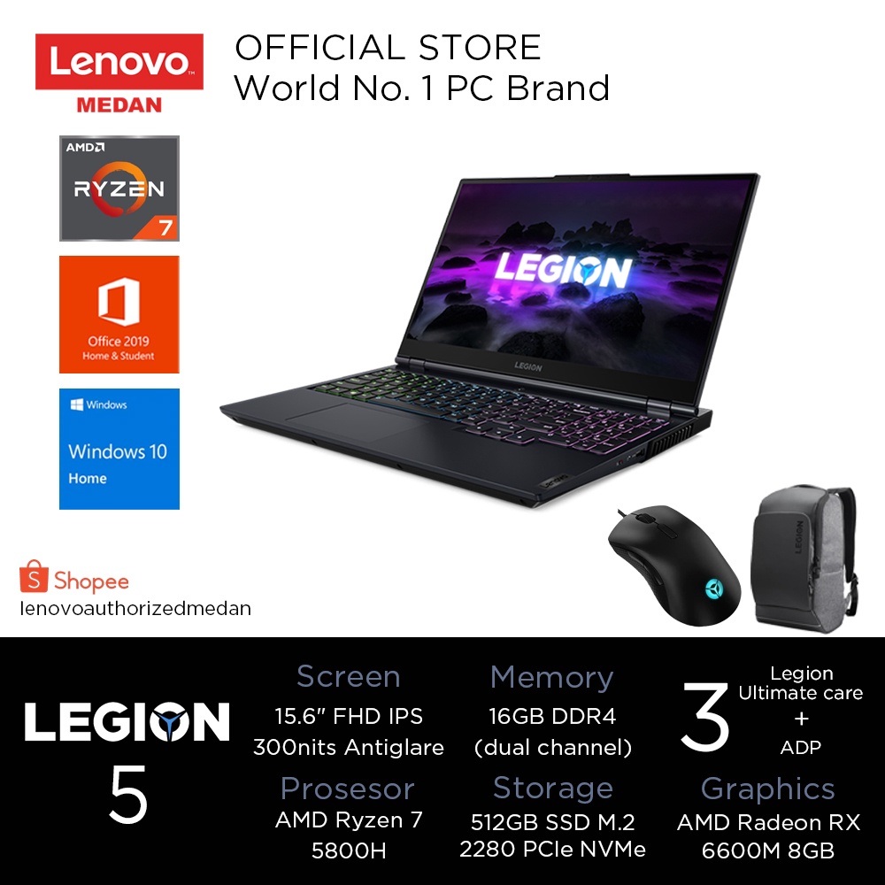 Lenovo Legion 5 15ACH6A 16ID, AMD R7-5800H/16GB(2x8GB)/512GB/AMD Radeon RX6600M 8GB/W10HSL+OHS/White