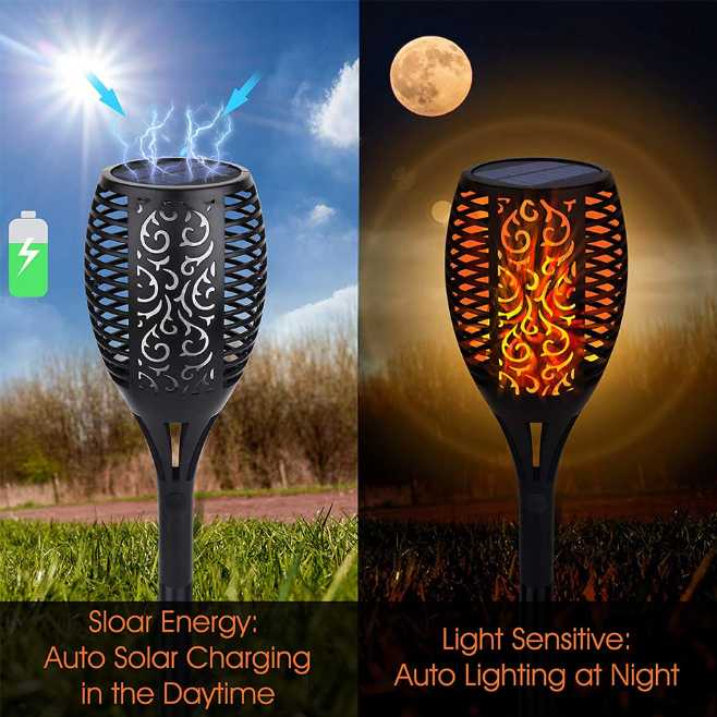 TG-DHA Warmtaste Lampu Api Flame Fire Torch 33 LED Solar Panel - YMJ010