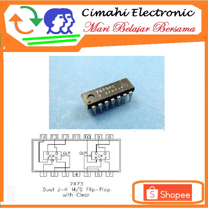 IC TTL 7473 74LS73, Master - Slave J-K Flip - Flops with Complementary