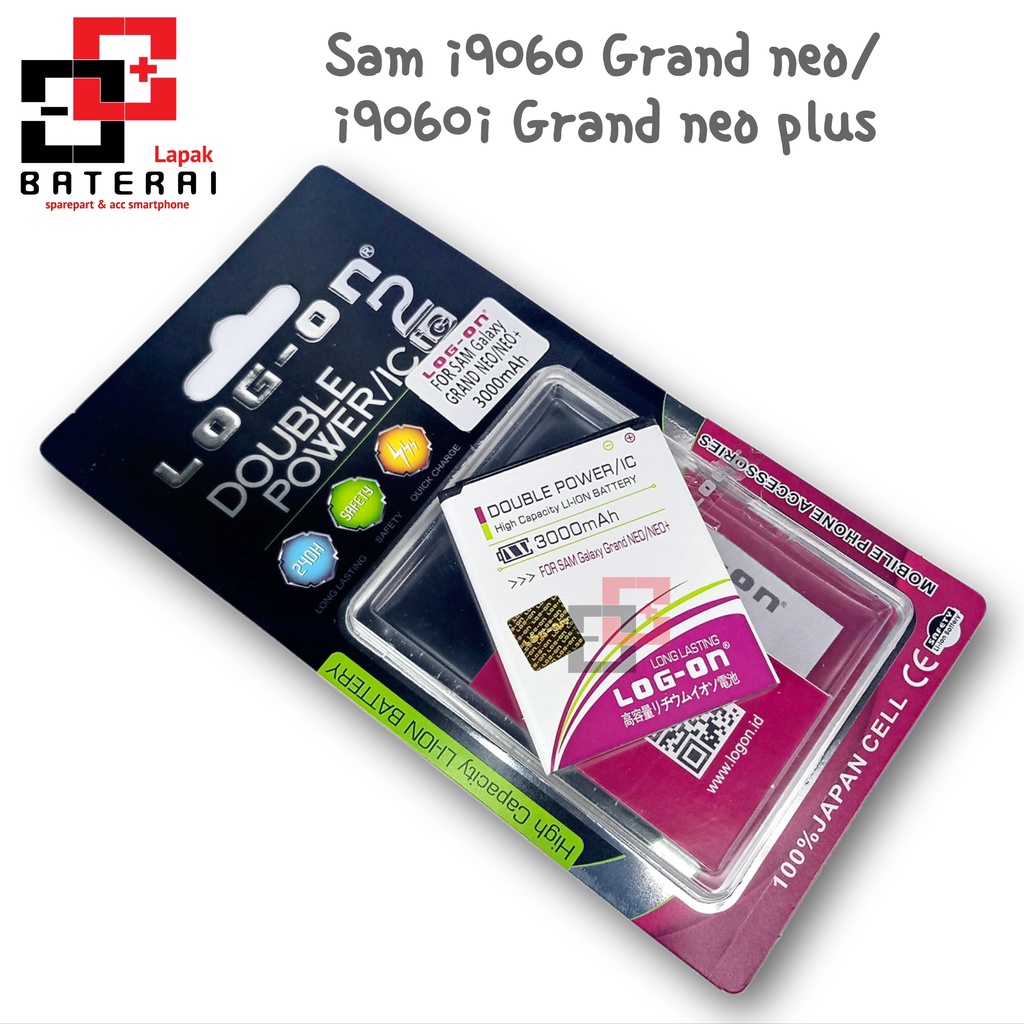 LOG - ON Baterai Samsung Grand Neo I9060 / Grand Neo Plus i9060I Double IC Protection Battery Batre