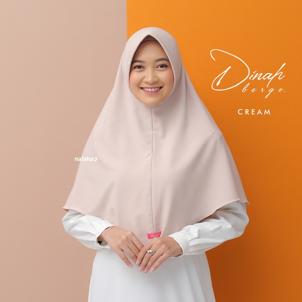 Naisha Official Dinah Bergo Pad Jilbab Instan Muslimah Syari-Cream