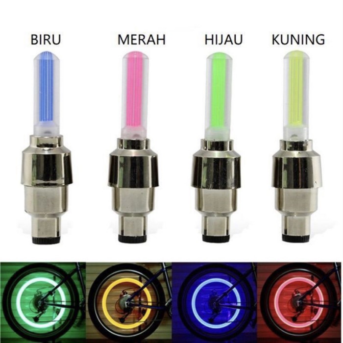 Lampu LED Pentil Roda Ban Sepeda Warna Warni &amp; lampu Led Pentil 7 warna Rainbow 1 pcs