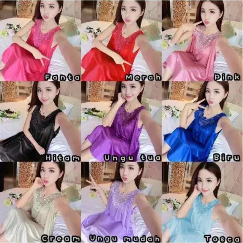 Medan Termurah KD004 Fit to XXL Dress wanita sexy Import Dress satin import Dress tidur import