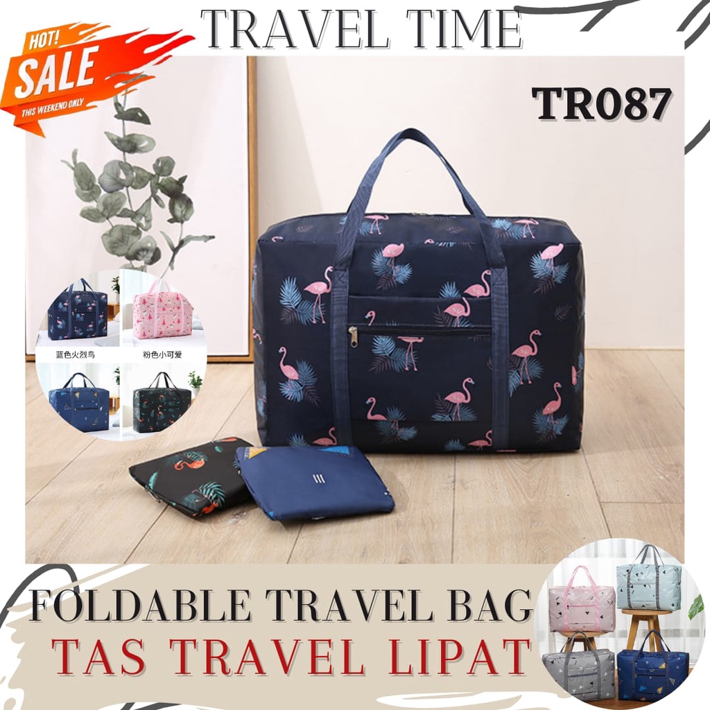 TR087 - TAS TRAVEL MOTIF WATERPROOF LIPAT GYM OLAHRAGA BAJU PAKAIAN FOLDABLE JINJING IMPORT MURAH