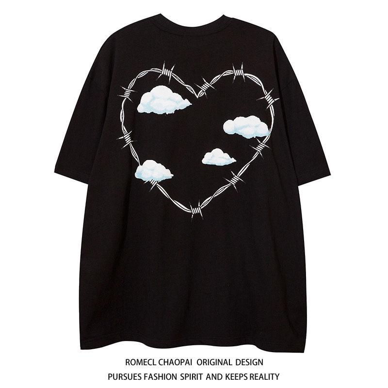 #Sisjuly# ROMECL high street hip-hop dark love print pria dan wanita jalanan longgar