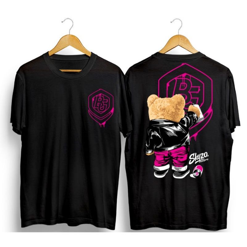 T-shirt Baju Kaos Skyzo Bear Grafity kaos Original Teddy Bear Black