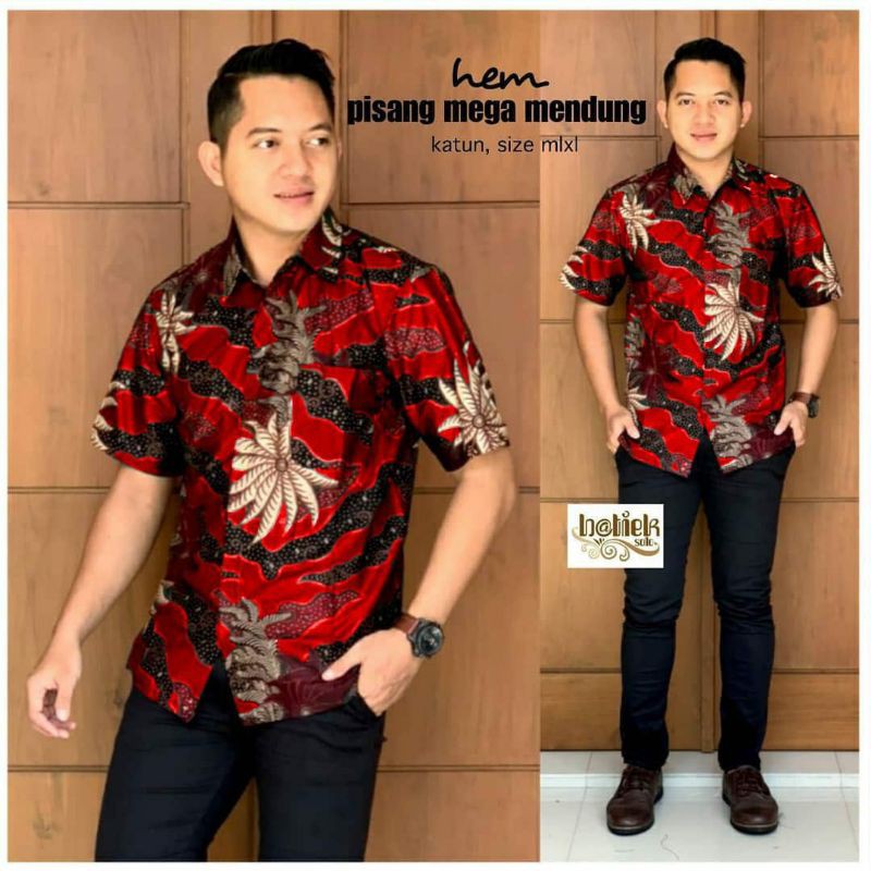 Zahira Batik HRB026 Kenongo Hem Kemeja Batik Pria Lengan Pendek  Katun Primis Halus M L XL