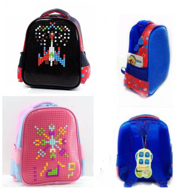 Tas sekolah anak bagpack bag backpack ransel Lego pixel