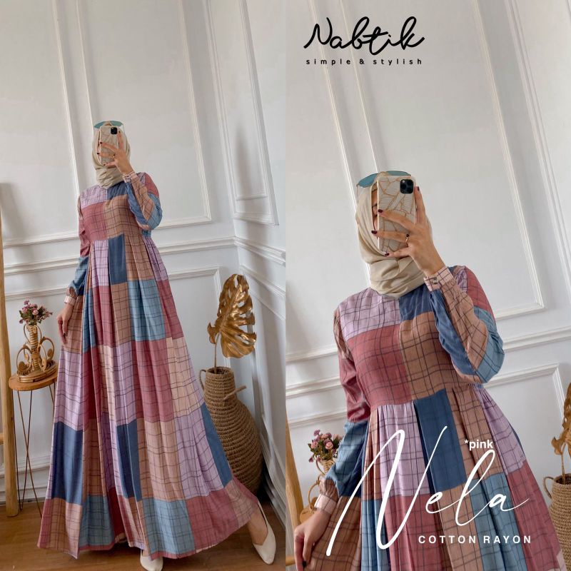 Dress Nela Ori Nabtik / Gamis Nabtik original nela