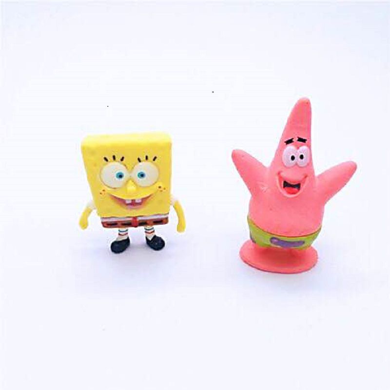 6pcs Mainan Set SpongeBob Squarepants Action Figure Patrick Star Figurine Doll Toy Cake Topper Boneka