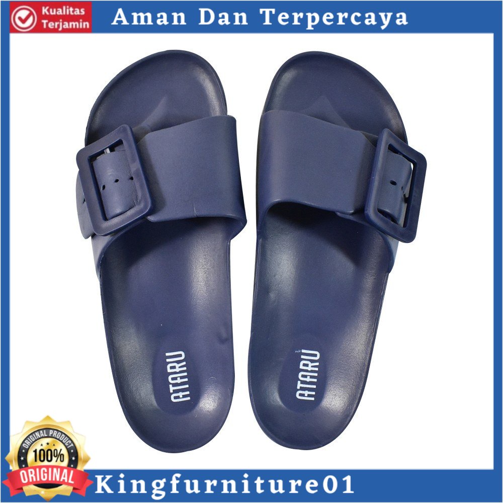Ataru Ukuran 37 Sandal Big Buckle - Biru Navy
