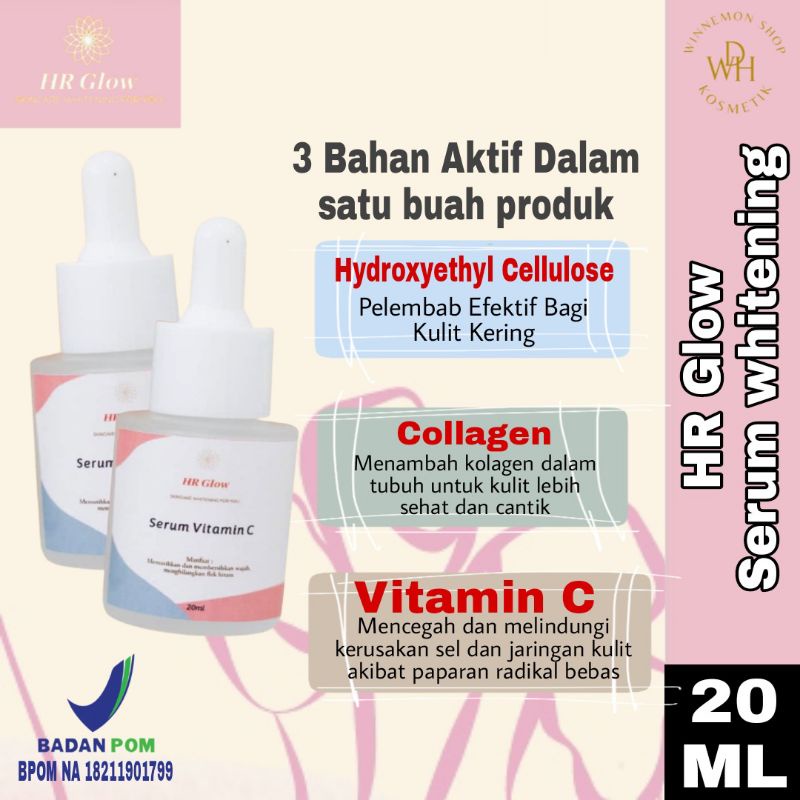 WS - 106 [BPOM] HR Glow Serum whitening + Vit C 20ml / serum wajah / pemutih wajah glowing / serum o