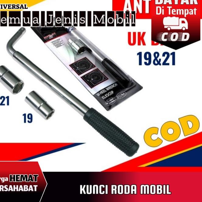 Banyak Dipakai.. KUNCI RODA BAN SERBAGUNA L BISA PANJANG PENDEK UK BAUT 19 & 21 / KUNCI L BAN MOBIL