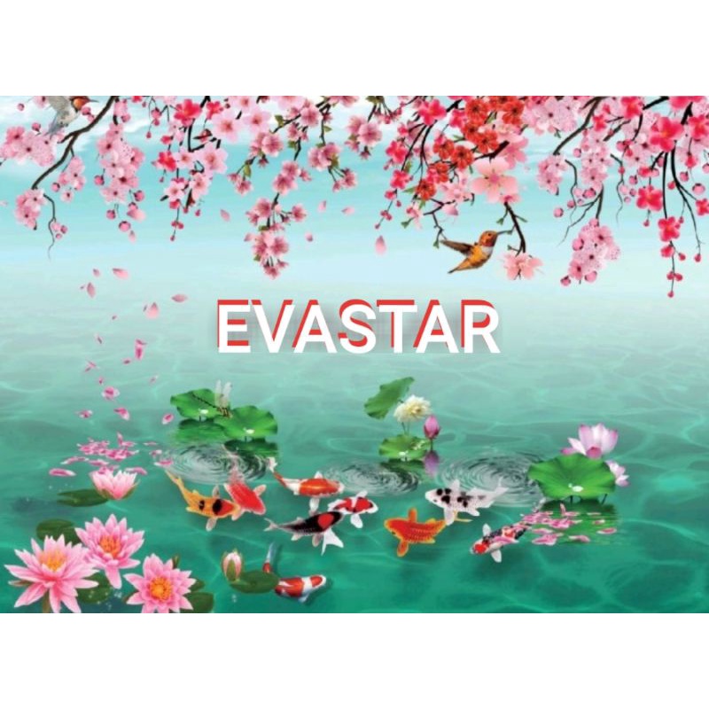 KOI FISH IN LOTUS POND FIBER PAGAR PLASTIK PENUTUP PAGAR MOTIF IKAN KOI KOLAM TERATAI BUNGA SAKURA