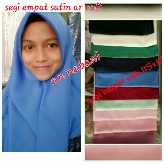 Jilbab segi empat satin silk velvet polos