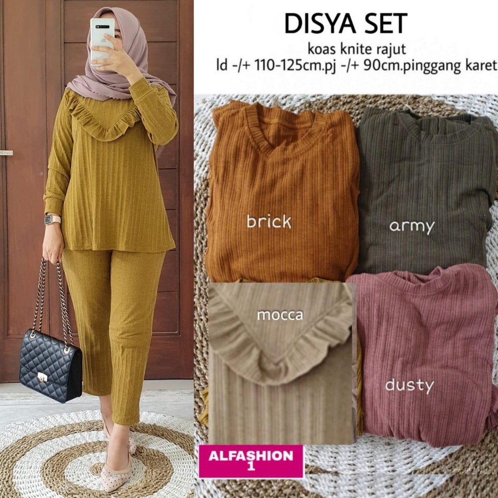MUFASH - One Set Celana Kaos Premium Muslimah Disya Set / Desya Set by Mumu Fashion Ori Solo Grosir 