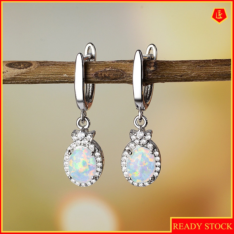 [Ready Stock]Simple Fashion Opal Full Diamond Earrings