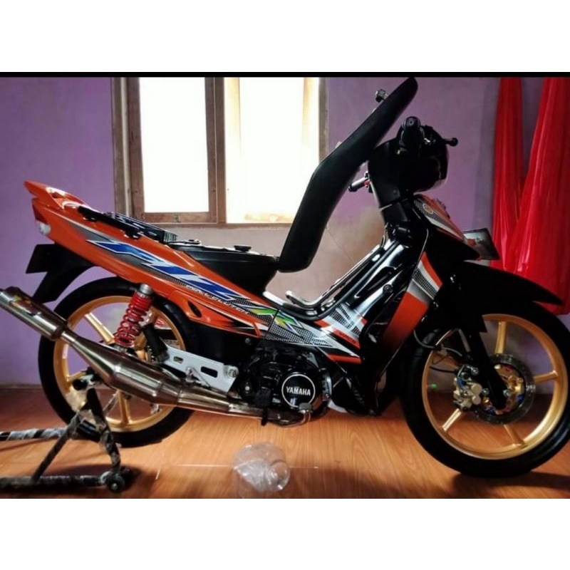 Striping lis sticker variasi yamaha FIZR 2004 orange-hitam-biru-merah