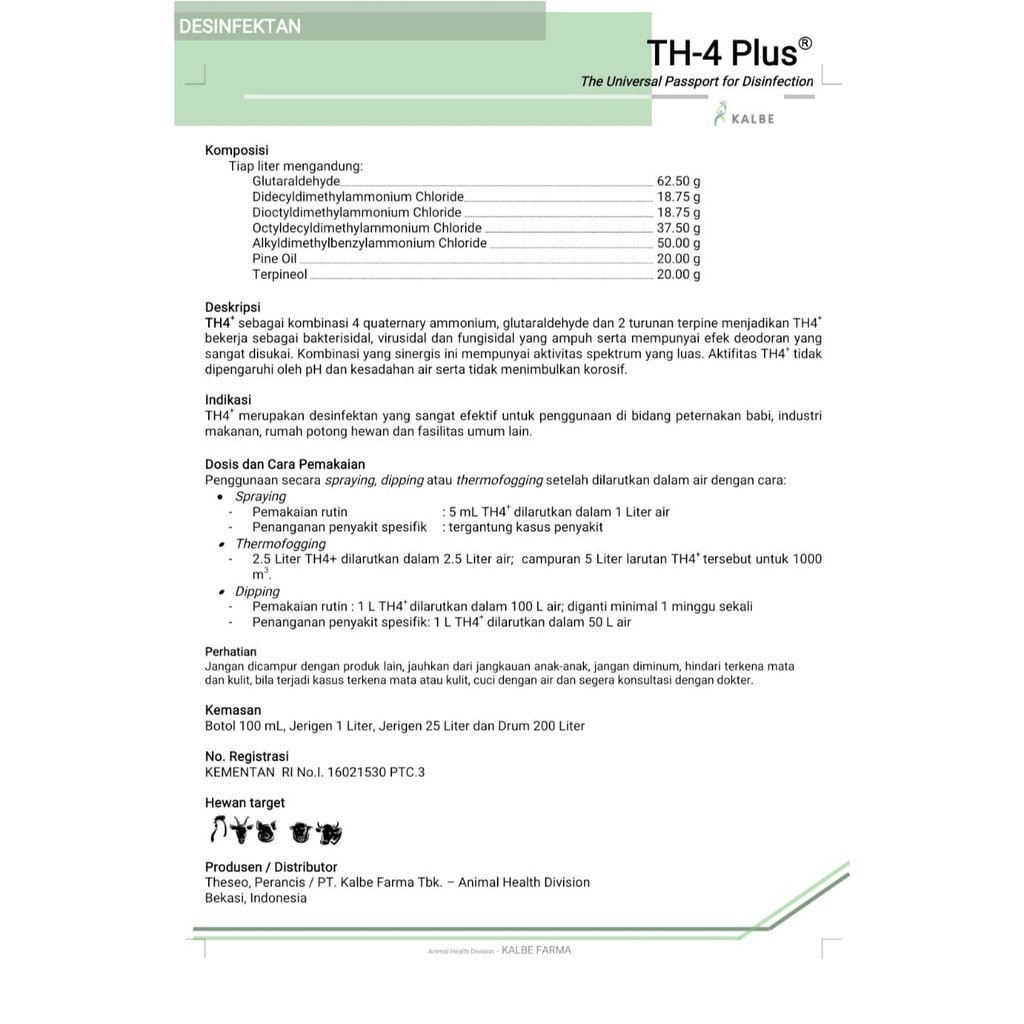 Desinfektan TH4 Plus 1 Liter Anti Bakterial