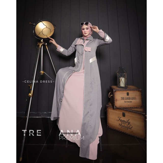 Celina Dress ORI by Trevana / Gamis Set Syar'i / Gamis Pesta / Dress Muslimah / Baju Syar'i Terbaru / Gamis Pesta Mewah / Fashion Muslimah Branded-E