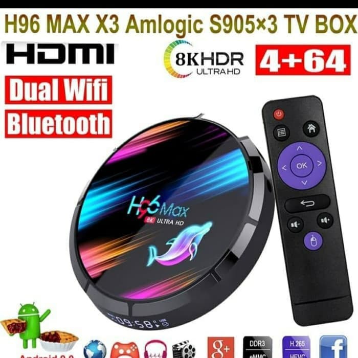 H96 Max X3 4GB/64GB Android 9.0 WiFi dual band Tv Box Amlogic S905X3 MURAH