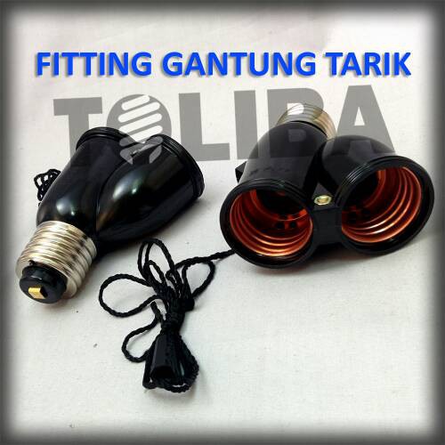 fiting saklar tarik 2 lampu, fitting lampu tarik, fiting gantung tarik