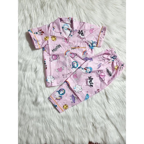 Baju Tidur Piyama Anak 1-5 Tahun Motif Karakter Lucu Kekinian Size M L XL