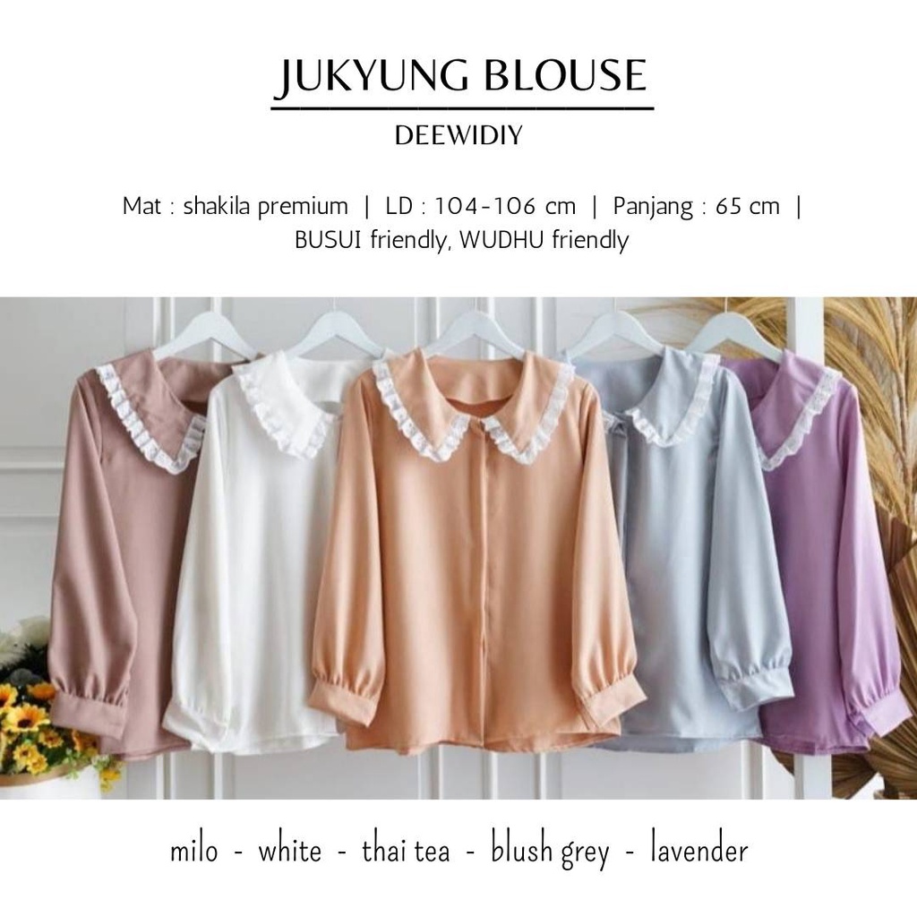 BLOUSE COLLAR KOREA BAJU KERJA WANITA DENGAN AKSEN LACE - JUKYUNG BLOUSE DEEWIDIY