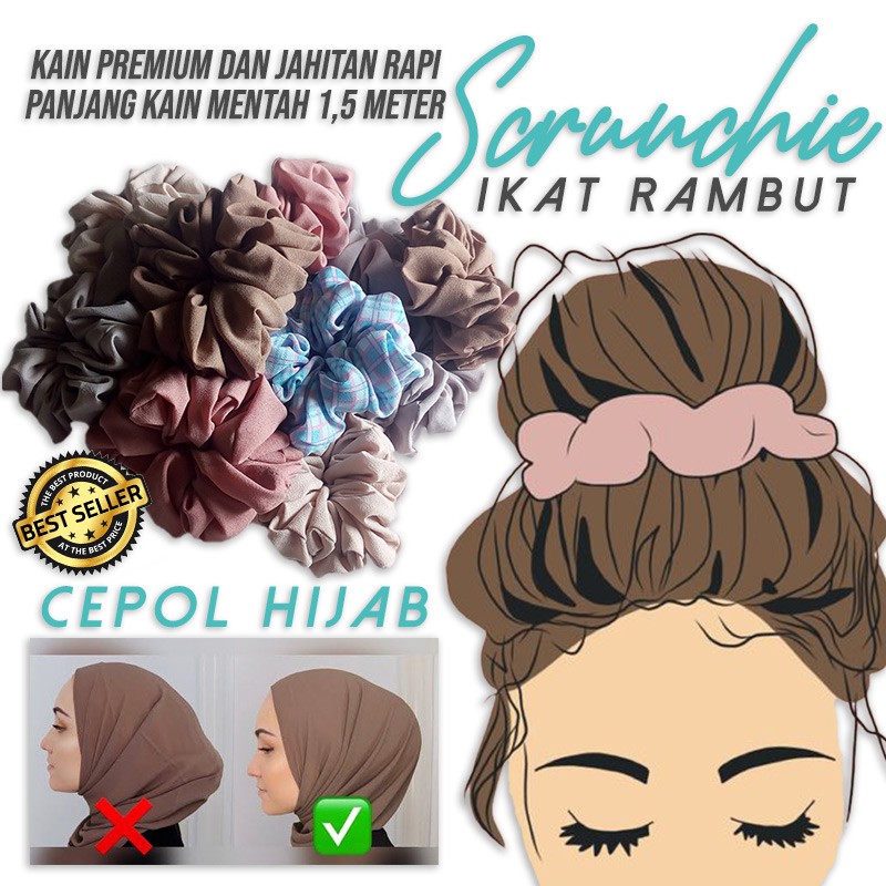 SCRUNCHIE IKAT RAMBUT SCRUNCHIE HIJAB SCRUNCHIES IKAT RAMBUT KOREA SRUNCHIE KUNCIRAN RAMBUT CEPOL