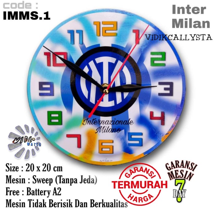 Jam Dinding INTERMILAN SWEPP Team Club Klub Sepak bola INTER MILAN MESIN HALUS