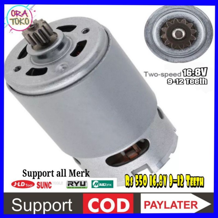 MOTOR DINAMO DC Rs550 16.8V 9-12 TEETH 13500 Rpm untuk Bor cordless