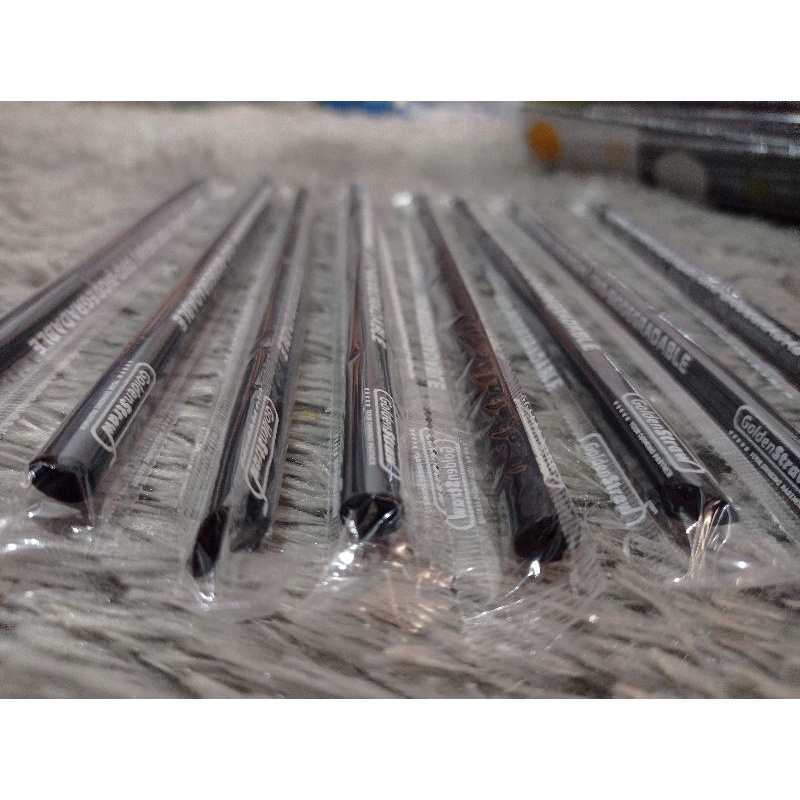 SEDOTAN STERIL UKURAN 8MM (500) PLASTIK HITAM GOLDENSTRAW OXO RAMAH LINGKUNGAN STERIL PLASTIK MINUMAN BOBA KEMASAN KEKINIAN