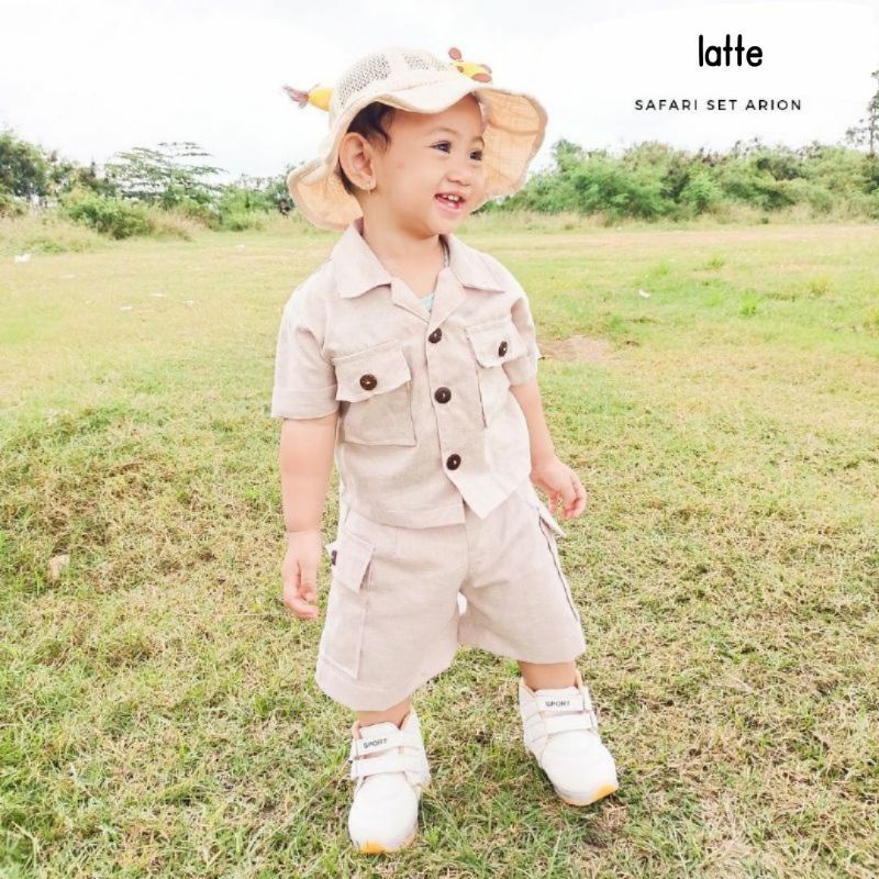 SAFARI Setelan ootd  Baju Topi Anak Laki Laki dan Perempuan Unisex