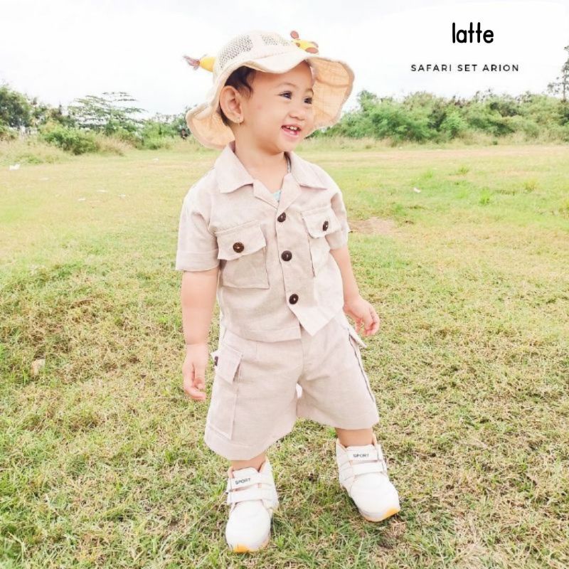 SAFARI Setelan ootd  Baju Topi Anak Laki Laki dan Perempuan Unisex