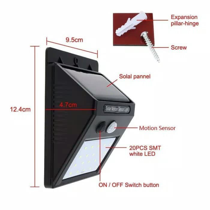 Lampu Solar Motion Sensor Light 30 LED MS-10WLD &amp; MS-15WLD Lampu Taman Tenaga Surya Cahaya Matahari