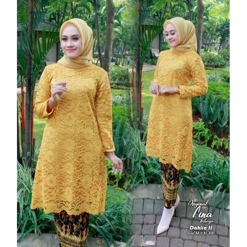 IndahKebaya | SET PAKAIAN KEBAYA TUNIK BRUKAT MODERN / BROKAT JUMBO MUSLIM / BAJU UNTUK KONDANGAN PESTA MURAH KWALITAS  / WARNA HITAM / HIJAU / COKSU MOCCA / SILVER / DUSTY