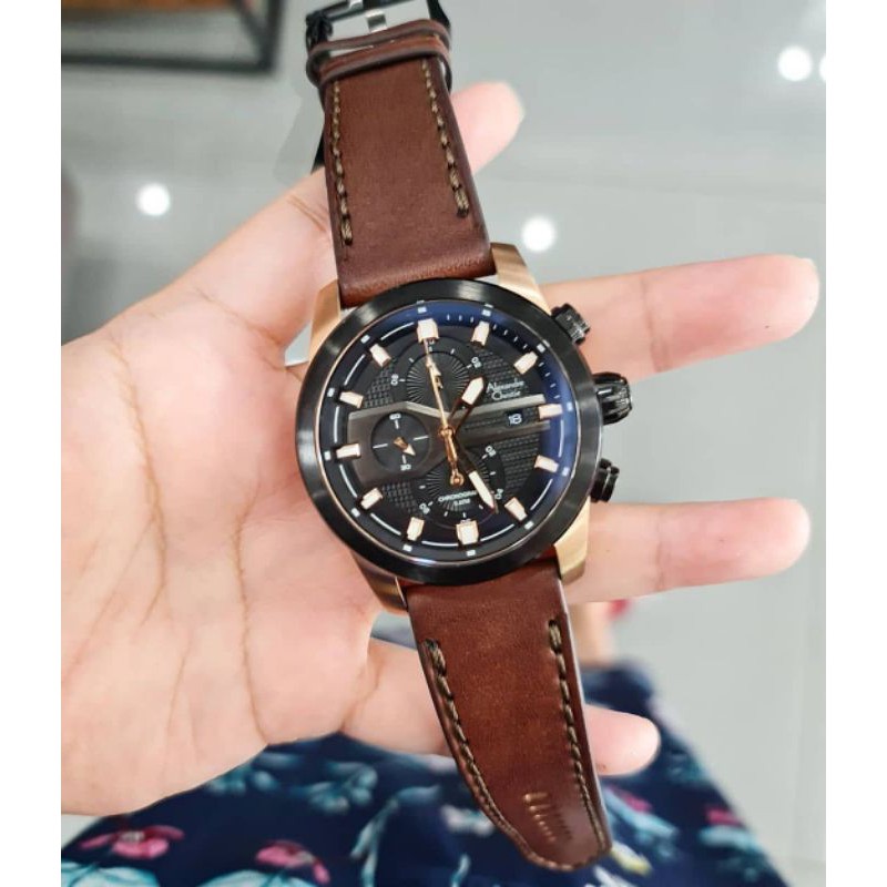 Jam Alexander Christie Pria Original AC 6562 Tali Kulit Garansi Resmi Alexandre Christie