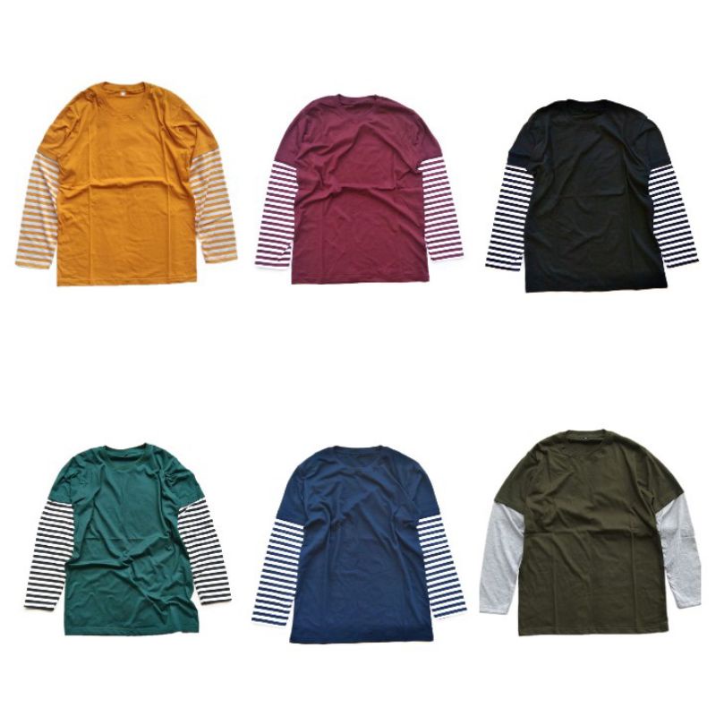Kaos polos double layer long sleeve t-shirt double layer long sleeve premium