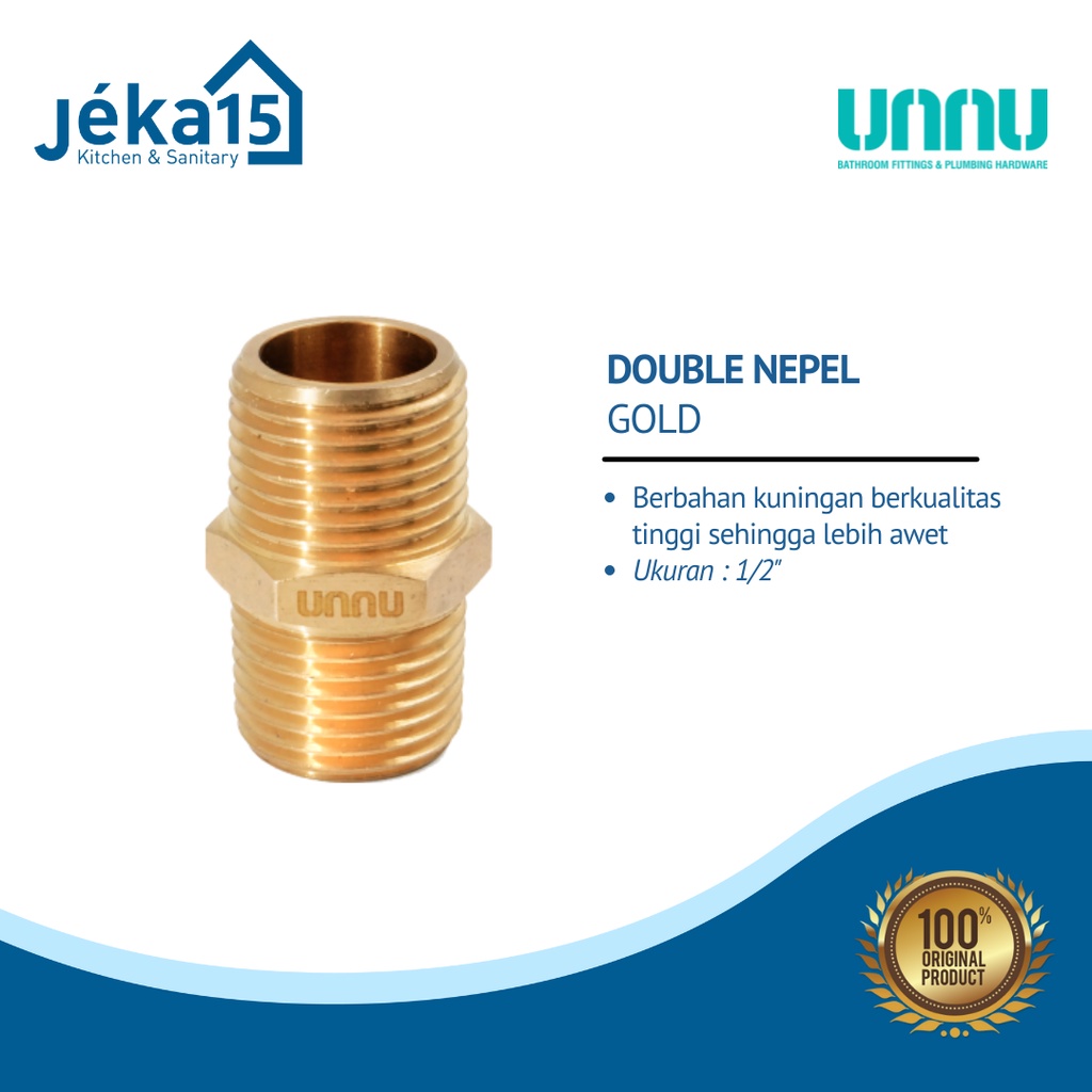 DOUBLE NIPPLE 1/2&quot;/DOUBEL NEPEL KUNINGAN