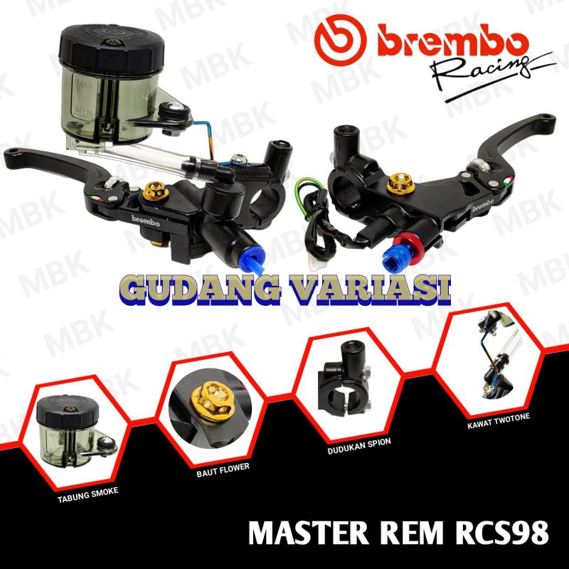 MASTER REM BREMB RADIAL KANAN DAN KIRI PLUS TABUNG BIG RCS 98 BEBEK MATIC MODEL RACING BOY