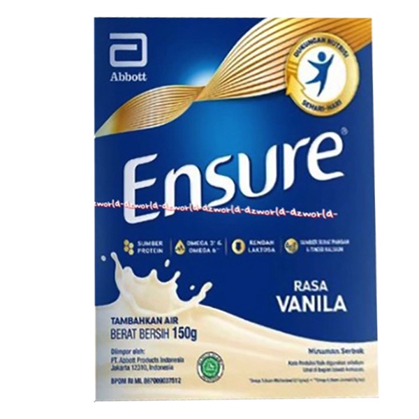 Ensure Gold 150gr Rasa Vanilla  Susuk Bubuk Ensur Kemasan Kotak Box Susu Untuk Kalsium Tulang Vitamin D Omega 3  En Sure Milk Powder Abbott 150 gram