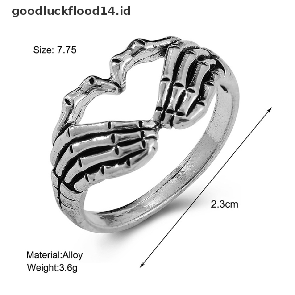 [OOID] Vintage Ghost Finger Rings For Women Men Retro Classic Open End Claw Ring ID